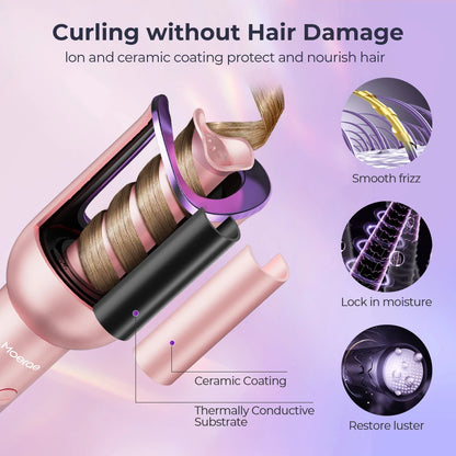 Automatic Curling Iron, Curling Iron 23 Mm Curling Iron with Negative Ions 3 Temperature Anti-Scald Design Intelligent Automatic Curling Iron