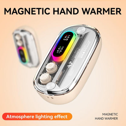 Magnetic Hand Warmer Rechargeable Digital Display 7-Color LED Lights 1.8-Second Rapid Heating Winter Gift Christmas Present
