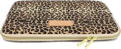 KY-03 Canvas Fabric 15.6 Inch Laptops Sleeve - Brown Leopard Print