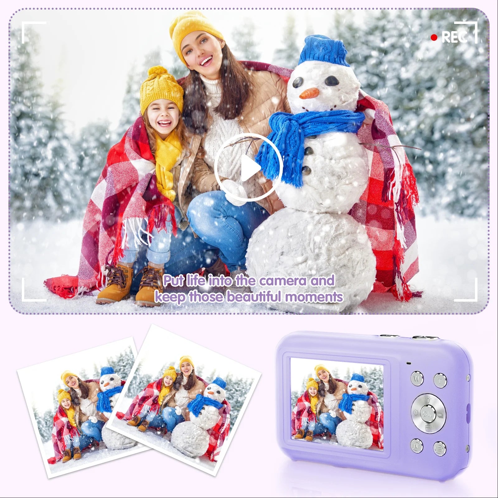 Digital Camera Kids Camera with 32GB Card FHD 1080P 44MP Vlogging Camera 16X Digital Zoom Portable Camera (Purple)