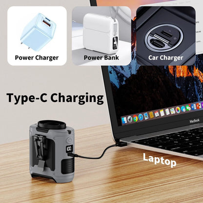 10000Mah Portable Waist Fan Clip on Wearable Belt Personal Fan Rechargeable Battery Powered with 5 Speeds and Flashlight, Neck Fan Hands Free, 40 Hours Cooling for Outdoor/Camping/Travel/Hiking (Gray)