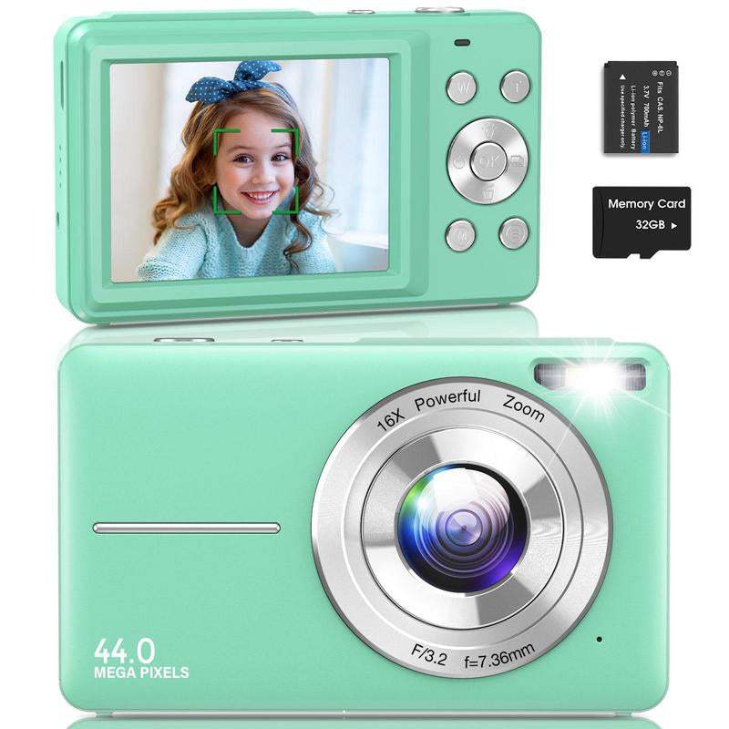 DC403 44MP 1080P Digital Camera: 16X Zoom, 32G Card, Compact - Teens/Beginners