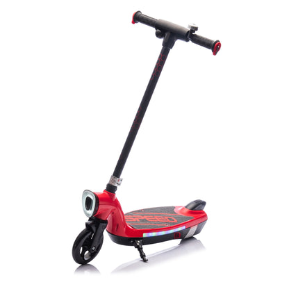 Kids Electric Scooter - 5.59-6.84 MPH, LED Lights, Rear Brake, Kickstand, Bell, Wide Pedal, Ages 6+