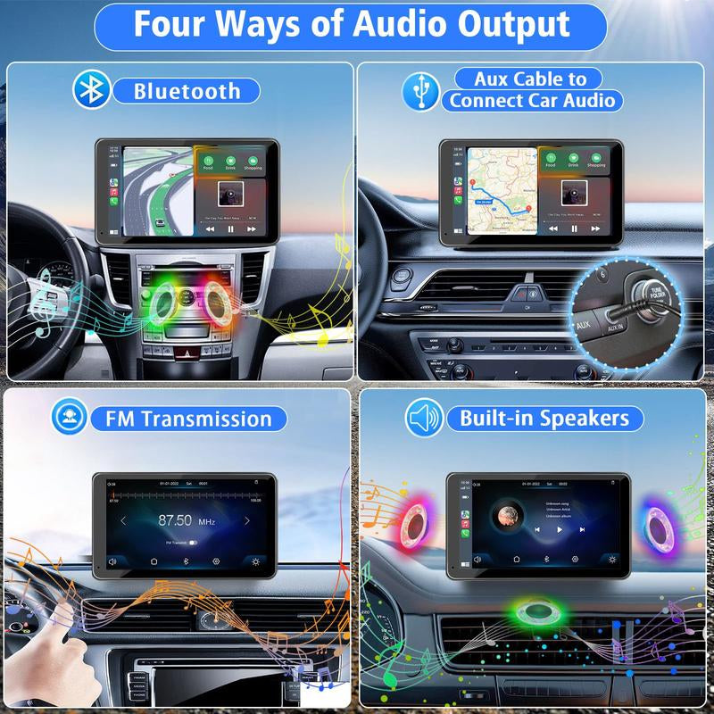 2025 Wireless CarPlay Stereo: Suction Mount, Rear Camera, MirrorLink, Portrait/Landscape