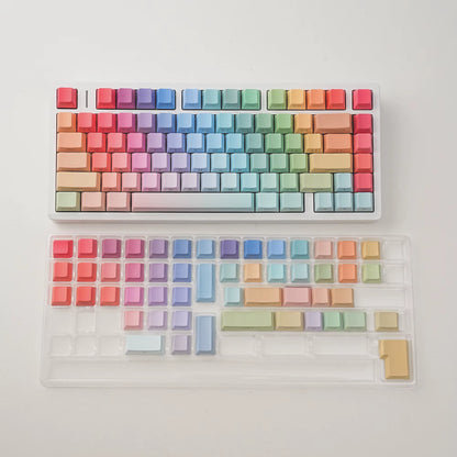 Gradient Translucent Color Sided Printed Keycaps 130Keys for Mechanical Keyboard English Korean Cangjie Key Caps Cherry PBT