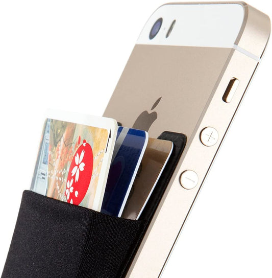 Basic Cell Phone Wallet Stick On, Card Holder for Back of Phone Working as Adhesive Stretchy Iphone Wallet. Sinji Pouch Basic 2 Black