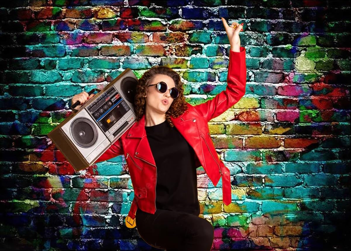 Graffiti Photography Backdrop,7X5Ft Colorful Brick Wall Photography Backdrop for Bridal Shower Baby Birthday Party Banner Photo Props