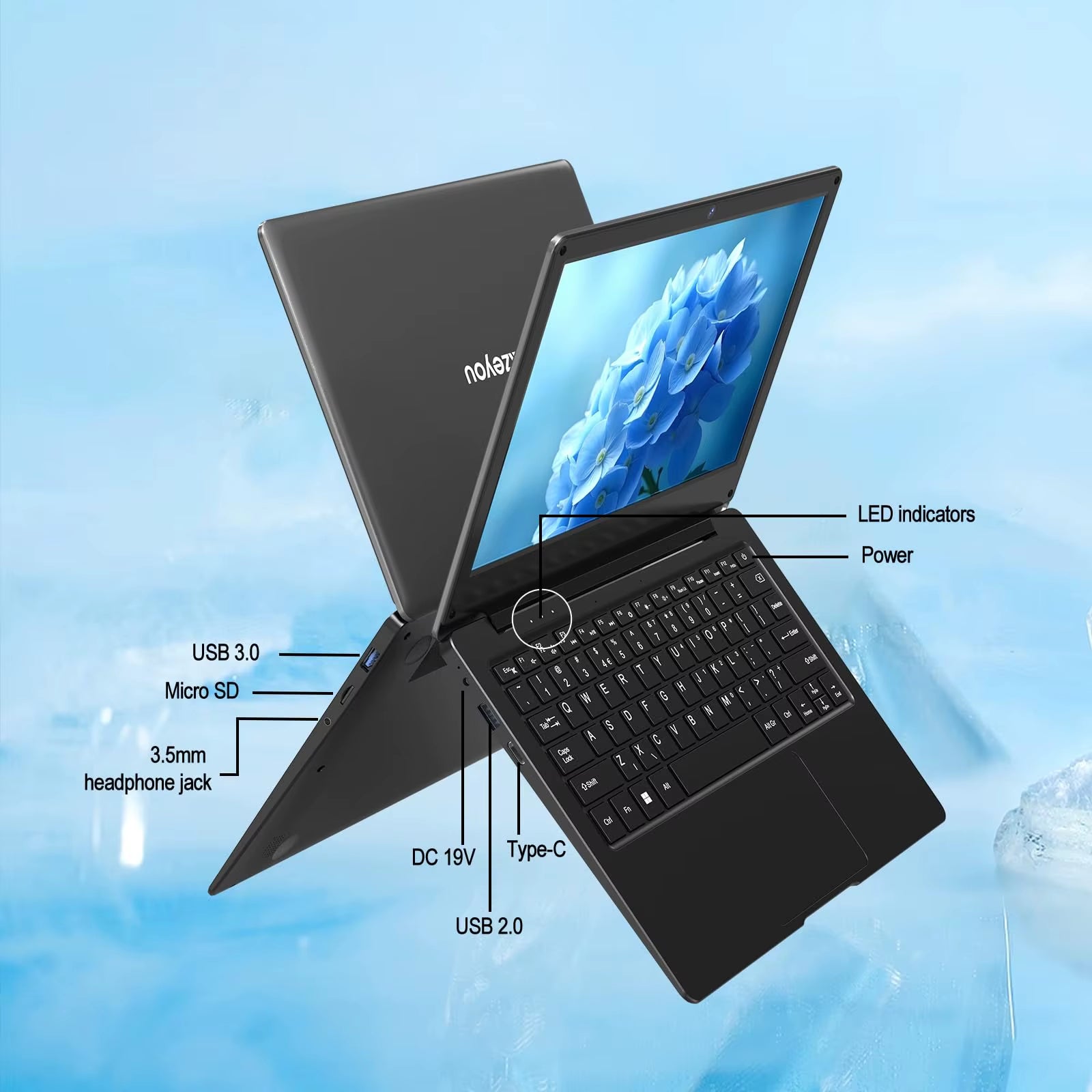 Azeyou 11.6" Full HD Laptop, N4000 (Up to 2.8Ghz) Notebook 4GB Ram,4000Mah, Russian - English Keyboard Language OS 11 Pro System