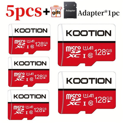 KOOTION High-Speed TF microSD Card Multi-Pack – UHS-I U1 C10 Memory Cards with SD Adapter, Full HD 1080P Recording, Up to 90MB/s Read, For Phones, Cameras, Drones & Dash Cams