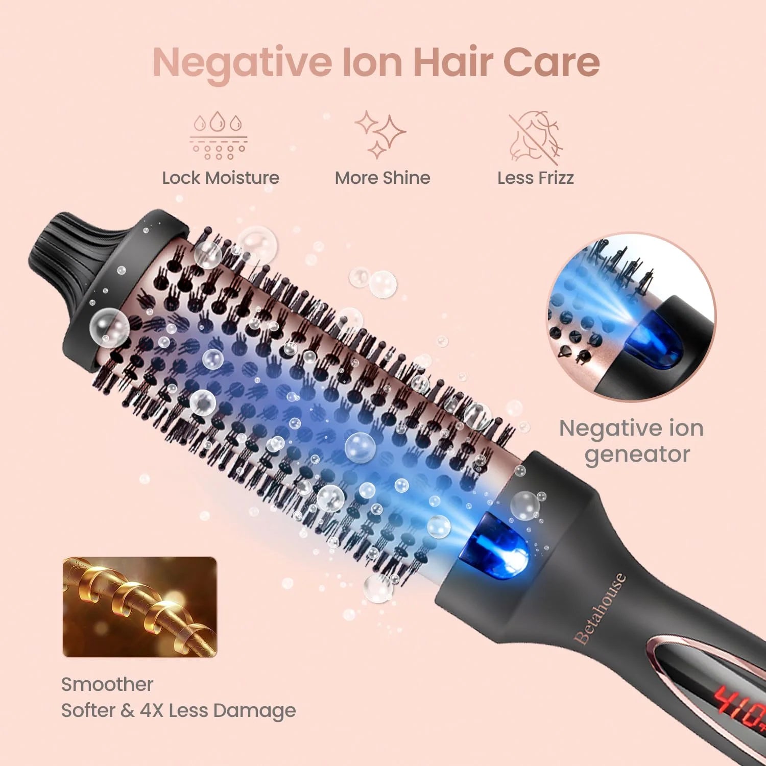 Curling Iron Brush for Blowout Look, 9 Heat Temps Hot Ionic Curling Iron 1 1/2 Inch Dual Voltage for Traveling