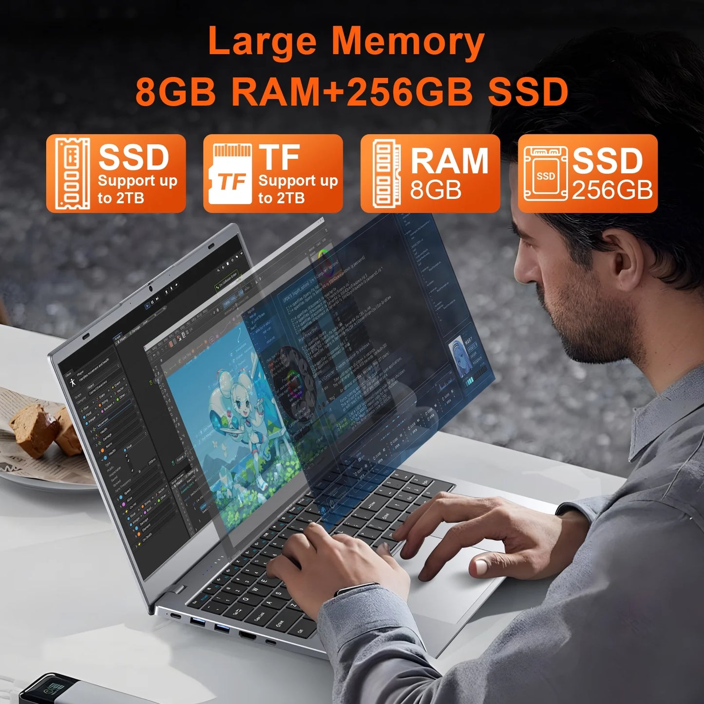 15.6" Windows 11 Laptop, Dual 8GB RAM, 256GB SSD, AMD 3020E Processor with 2 Cores up to 2.6Ghz, with Office 2024, 1920X1080 Display Wifi5 BT5.0 for Student, Home Office, Business