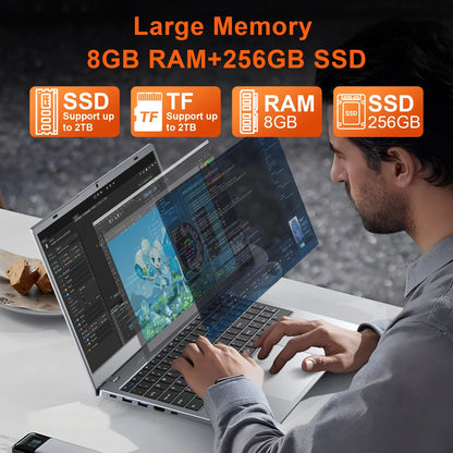 15.6" Windows 11 Laptop, Dual 8GB RAM, 256GB SSD, AMD 3020E Processor with 2 Cores up to 2.6Ghz, with Office 2024, 1920X1080 Display Wifi5 BT5.0 for Student, Home Office, Business