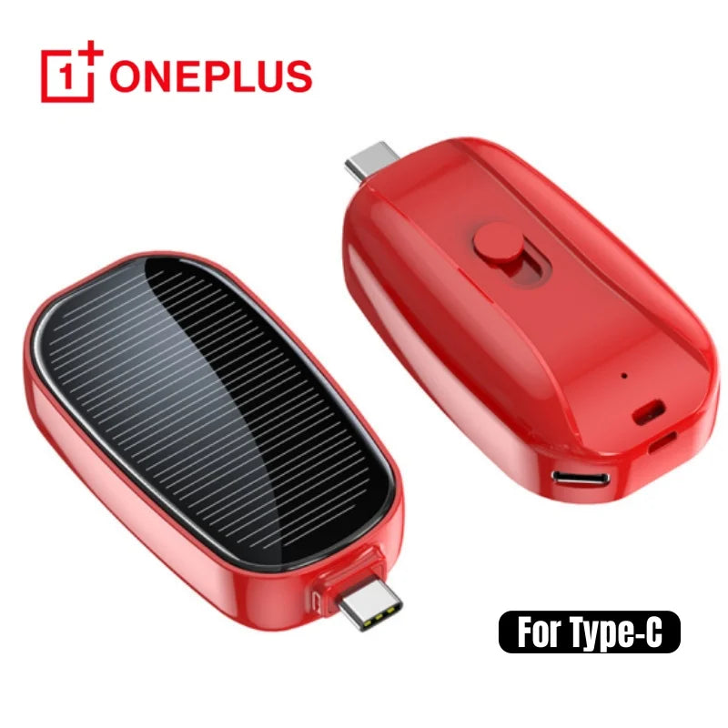 Solar Mini Power Bank Key Ring Portable Charger for Outdoor Camping External Battery Emergent Phone Power Bank 1200Mah