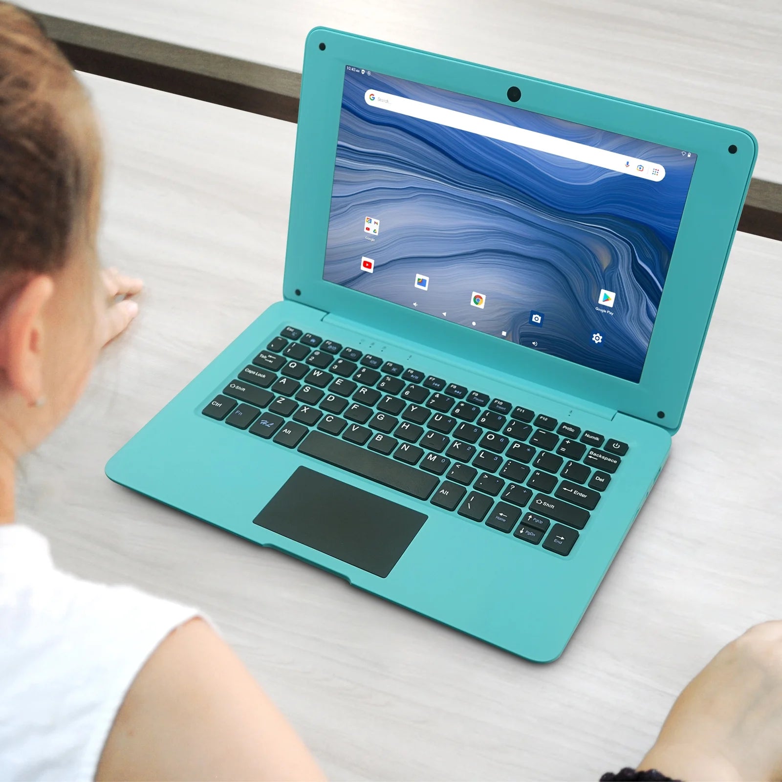 Laptop Computer-10.1" Inch Kids Laptop Powered by Android 7.1.1 OS, 2Gb Ram +32Gb, Bluetooth, Wi-Fi- Blue