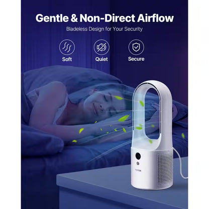 Desk Fan Bladeless 12.99 In. 6 Fan Speeds Tower Fan in White Portable Desk Fan USB Quiet Cooling Small