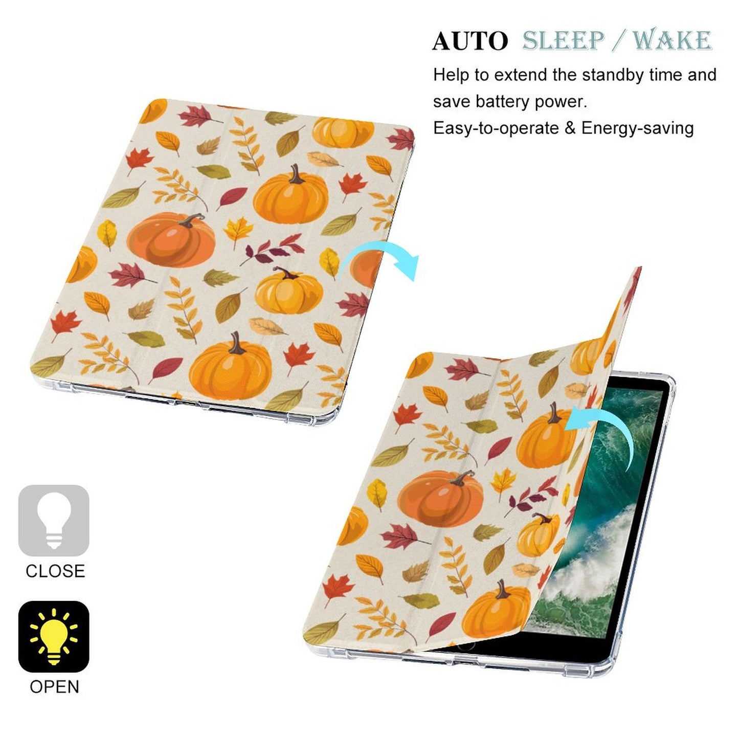 Tablet Case with Pencil Holder – Falling for Pumpkin