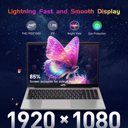 15.6" FHD High-Performance Laptop Windows 11 Conference Camera Backlit Keyboard Type-C 65W PD Fast Charger Intel N100 16GB RAM 1TB SSD Lightweight PC Computer Fingerprint