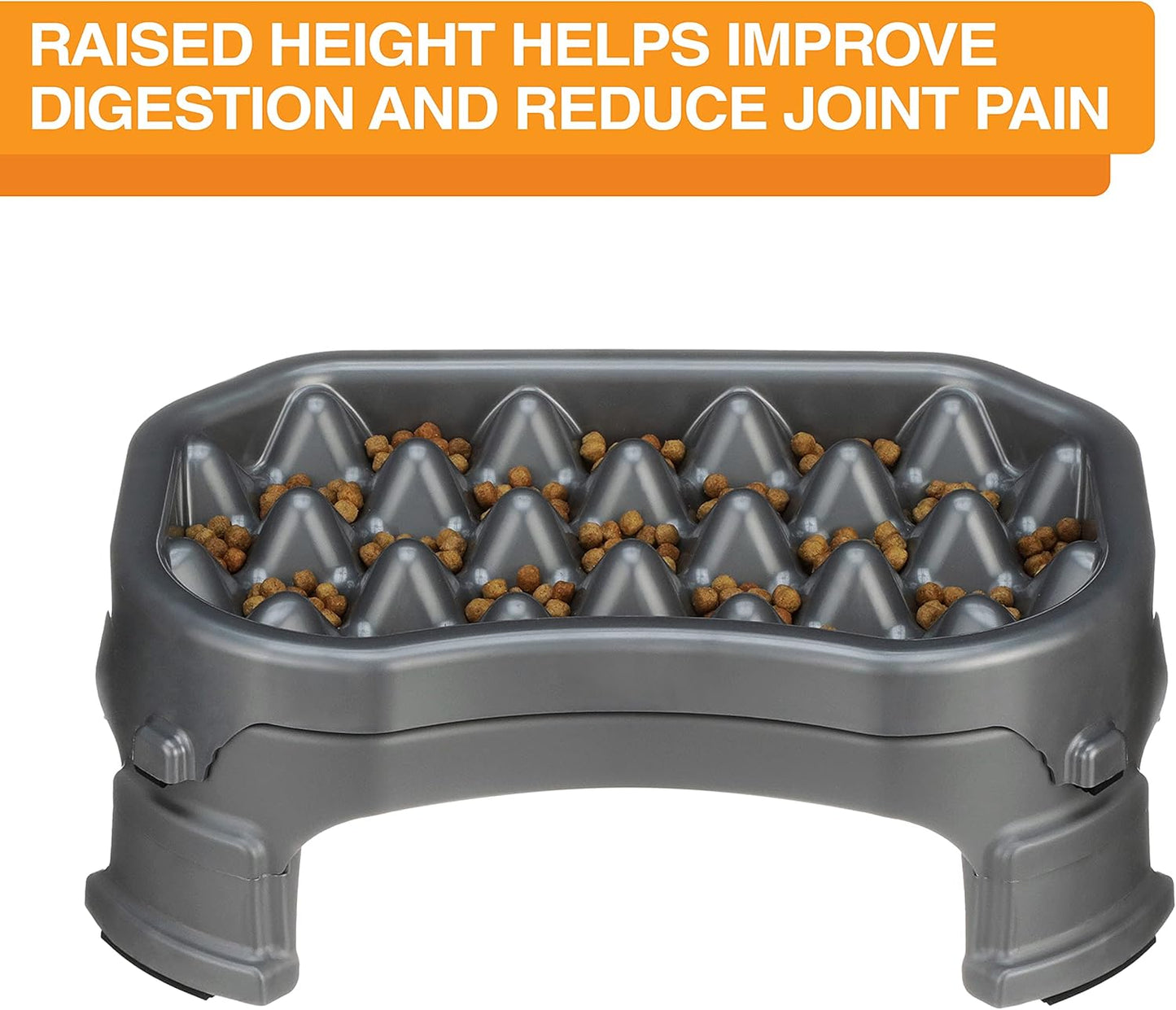 – Neater Raised Slow Feeder Dog Bowl – Elevated and Adjustable Food Height - (2.5 Cup, Gunmetal)