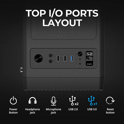 S2 ATX Mid-Tower PC Case, 3 X Pre-Installed 120Mm  Quiet Fans (Support up to 8 Fans), High Airflow Mesh Front Panel, Support Gpus up to 330Mm, USB 3.0