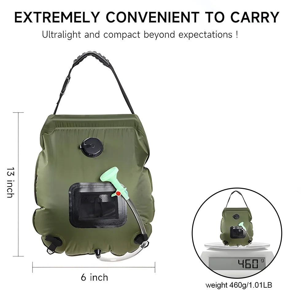 Solar Portable Shower Bag for Camping, 5 Gal/20L,Outdoor Shower, Compact Camping Shower for Camping, Hiking,Traveling, Beach Swimming