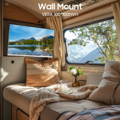 Smart RV TV, 24 Inch Android TV with Built-In DVD Player, 12 Volt TV for RV Camper, 1080P FHD, APP Store, Wifi Bluetooth, 2 HDMI & 2 USB, AC/DC Powered (Limo Series)