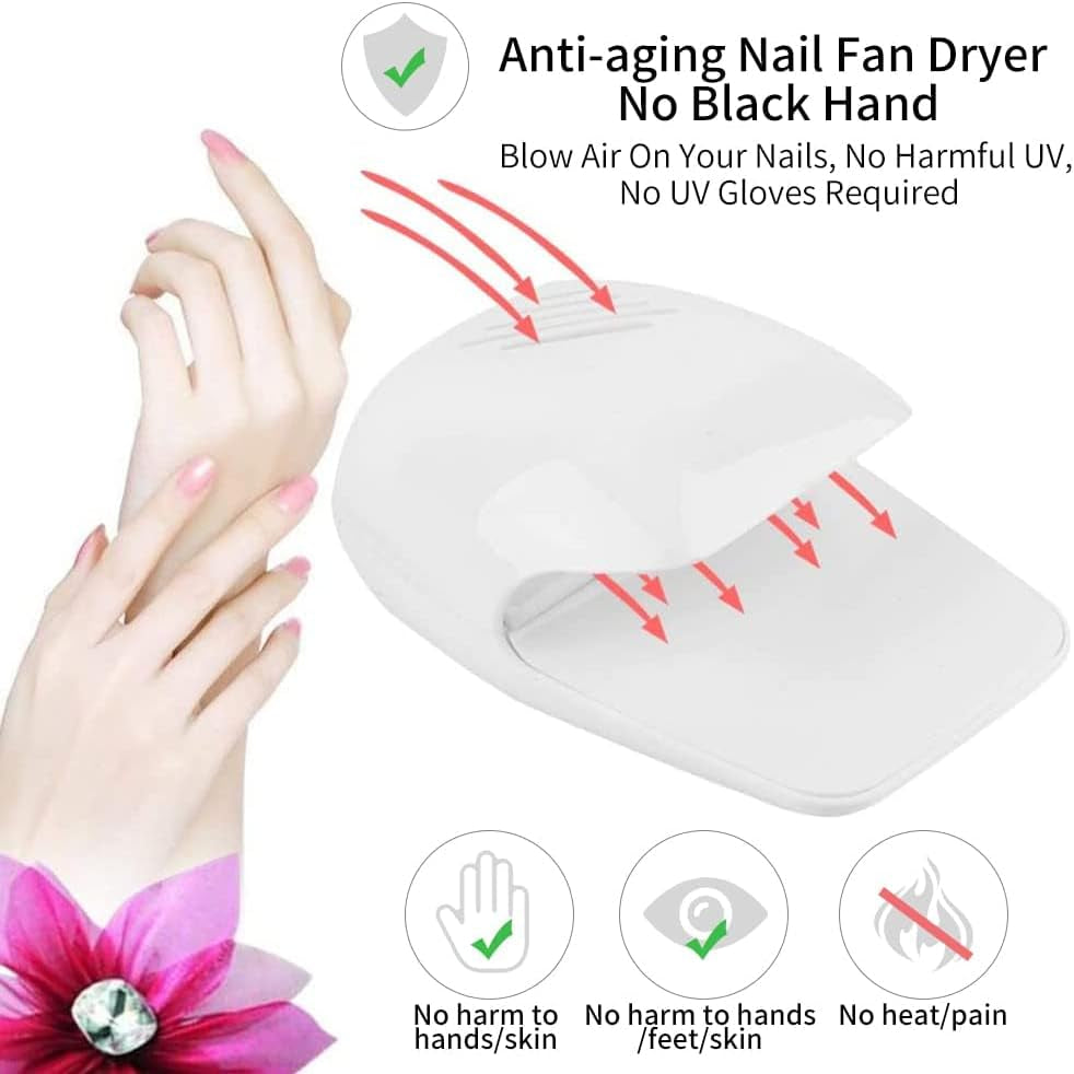 Portable Nail Fan Dryer, Quick Dry Blower for Regular Nail Polish & Gel Nails