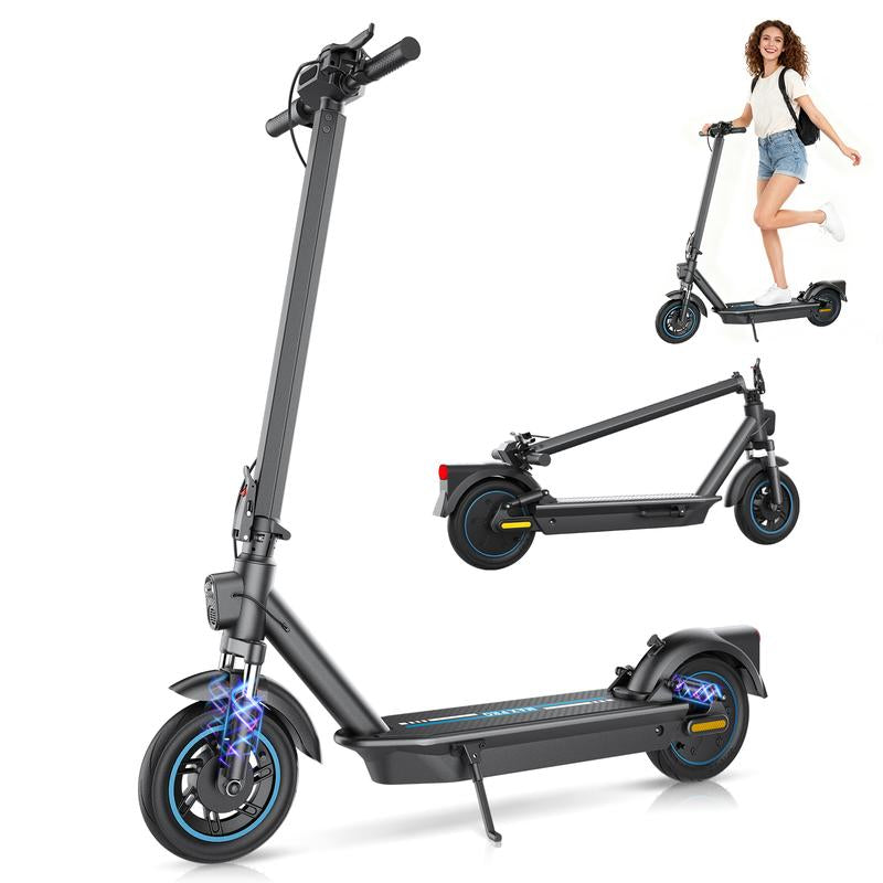 Max Pro Electric Scooter 500W Rear Drive Motor 25MPH Top Speed Dual Hydraulic Suspension 15Ah Large Battery 28 Miles Long Range 5H Fast Charging Foldable Design Smart APP Control Front and Rear Lights Official Warranty