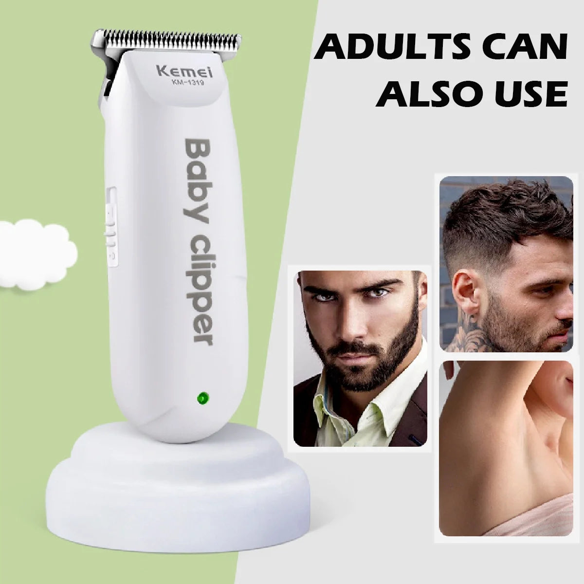 Baby Hair Clippers KM-1319 Mini Portable Electric Baby Hair Trimmer USB Rechargeable Hair Clipper Kids Hair Cutting Quiet Infant Household Shaver