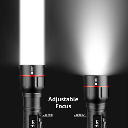 2-Packs LED Flashlights with Clip , LE2050 High Lumen, 5 Lighting Modes, Zoomable Waterproof Lightweight Flashlights for Emergencies,Camping, Powered by AAA Battery