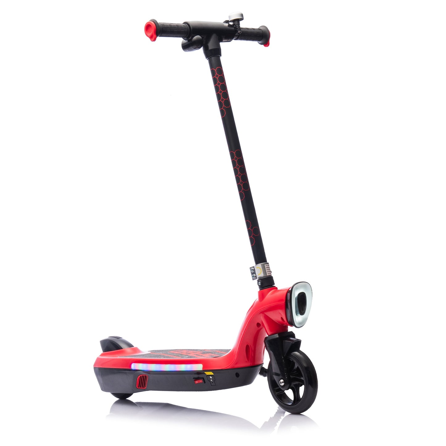 Kids Electric Scooter - 5.59-6.84 MPH, LED Lights, Rear Brake, Kickstand, Bell, Wide Pedal, Ages 6+