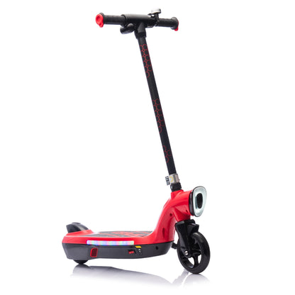 Kids Electric Scooter - 5.59-6.84 MPH, LED Lights, Rear Brake, Kickstand, Bell, Wide Pedal, Ages 6+