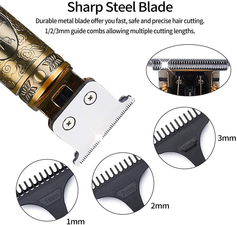 Beard Trimmer Hair Clippers for Men, Professional T-Blade Trimmer Cordless Rechargeable Hair Edgers Clippers Electric Beard Shaver with LED Display