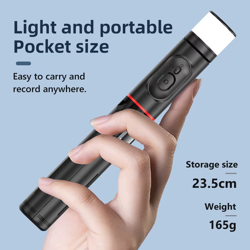2024 NEW Portable Wireless Bluetooth Phone Telescopic Selfie Stick Tripod with Fill Light for Huawei Iphone 13 Android Xiaomi