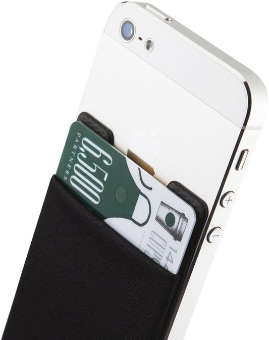 Basic Cell Phone Wallet Stick On, Card Holder for Back of Phone Working as Adhesive Stretchy Iphone Wallet. Sinji Pouch Basic 2 Black