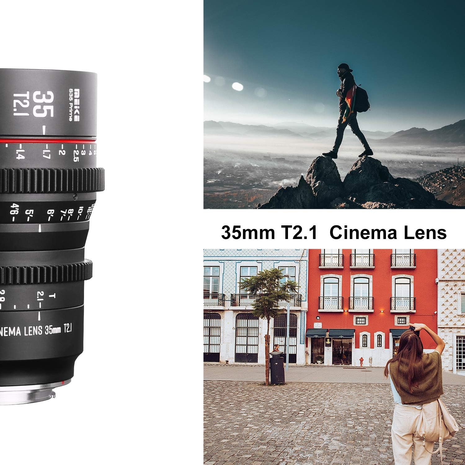 35Mm T2.1 S35 Manual Focus Wide Angle Prime Cinema Lens for Canon EF Mount and EOS C100, C200, C300 Mark III, Zcam E2-S6 6K