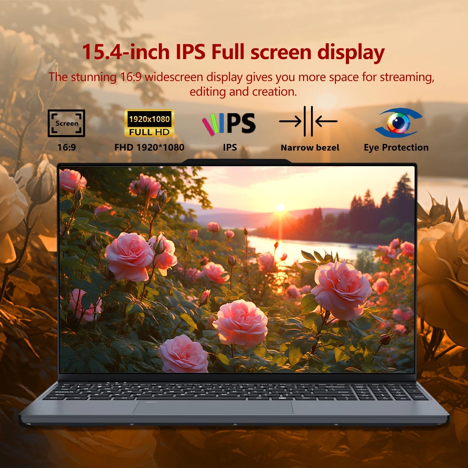 2025 Gaming Laptop,Narrow Bezel 15.4 Inch Laptop Computer with N150 Processor(Up to 3.6Ghz) 16GB RAM 1TB SSD FHD Premium Laptop,Wifi 5,BT 4.2,Fingerprint Unlocking,Backlit Keyboard, Win 11 Pro