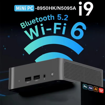 2025 Mini PC Core I9 8950HK N5095A Windows 11 Pro Desktop Pc Gaming Computer 16GB DDR4 1TB SSD Wifi6 BT5.2 4K Portable Pc