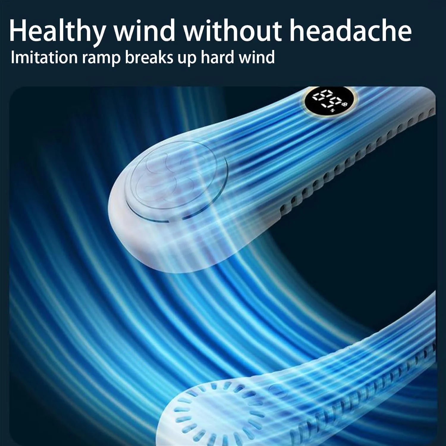 New Portable Neck Fan, Hands Free Bladeless Fan,5 Speeds USB Powered Desk Fan Rechargeable Headphone Design Wearable Personal Fan