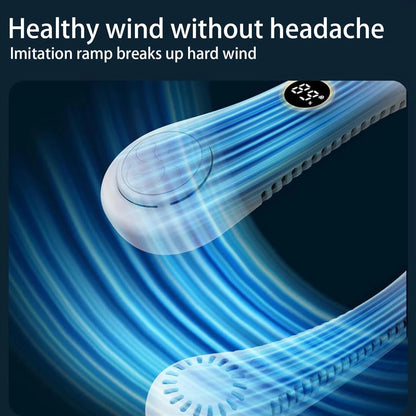 New Portable Neck Fan, Hands Free Bladeless Fan,5 Speeds USB Powered Desk Fan Rechargeable Headphone Design Wearable Personal Fan