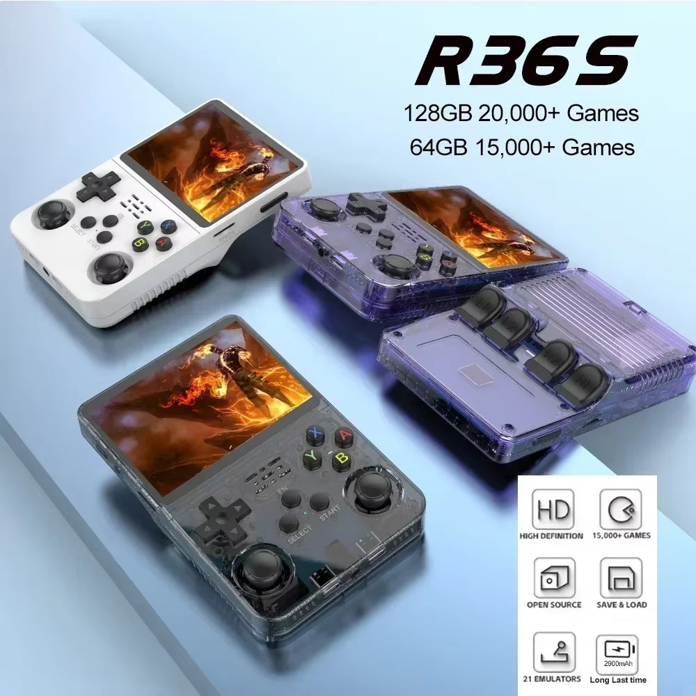 R36S Retro Gaming System: 256GB, 3.5" IPS, Portable