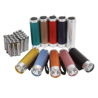 LED Flashlights 10-Pack 50 Lumens Multicolor Compact Set for Camping