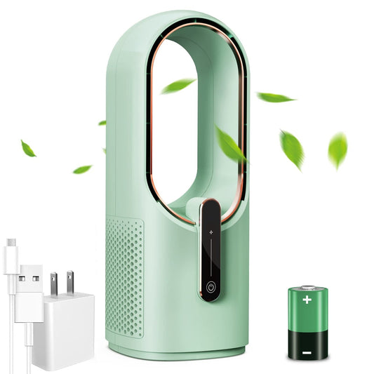 Bladeless Desk Fan, 11.8 Inch Portable Small Fan Quiet Table Fan Rechargeable..