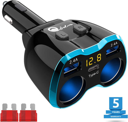 Cargador De Carro Adaptador 2 Socket 2.4A 2 Usb Coche Para Phone Tablet
