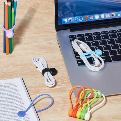 Magnetic Cable Ties 10 Pcs Reusable Cable Organizers Earbuds Cords USB Cable Manager Keeper Wrap Ties Straps for Office, School, Home Organization  Silicone