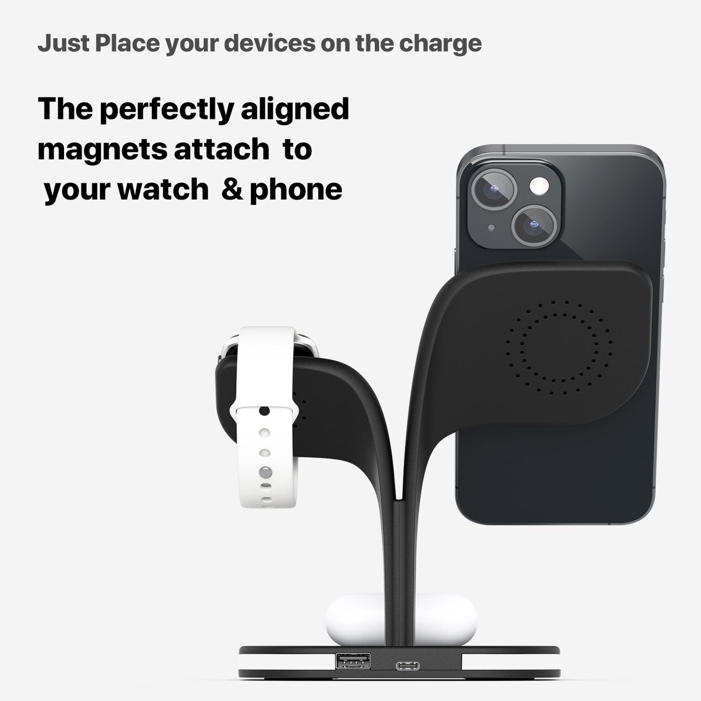 3-in-1 Wireless Charging Stand – Fast Charger for Phone, Headphones & Watch