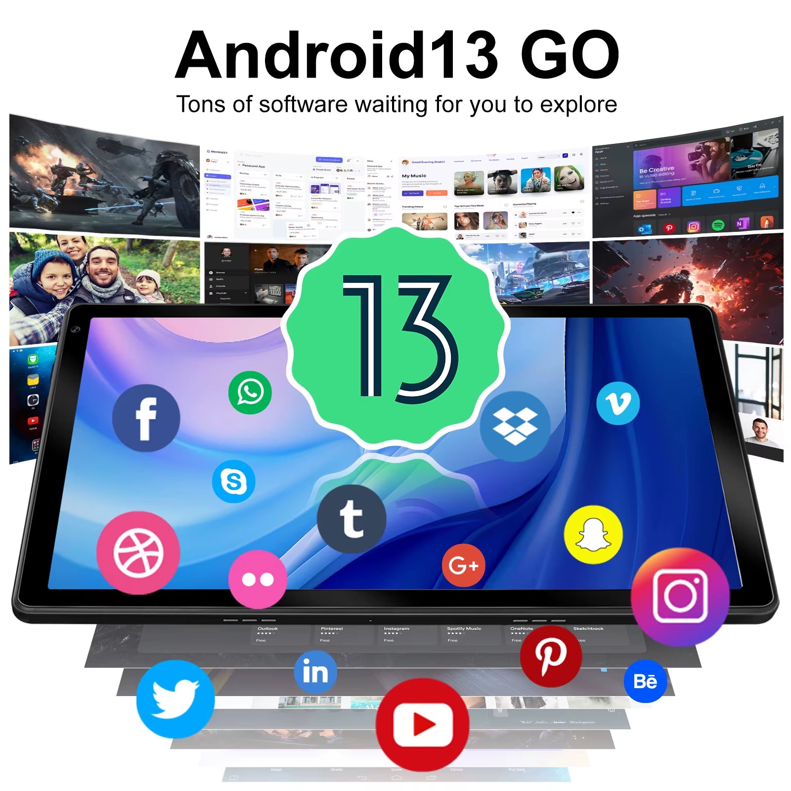 OC101 10.1 Inch Tablet Octa-Core Processor 8GB RAM 128GB ROM 1TB TF Card Expandable Android 13 Tablets HD Touchscreen PC PAD