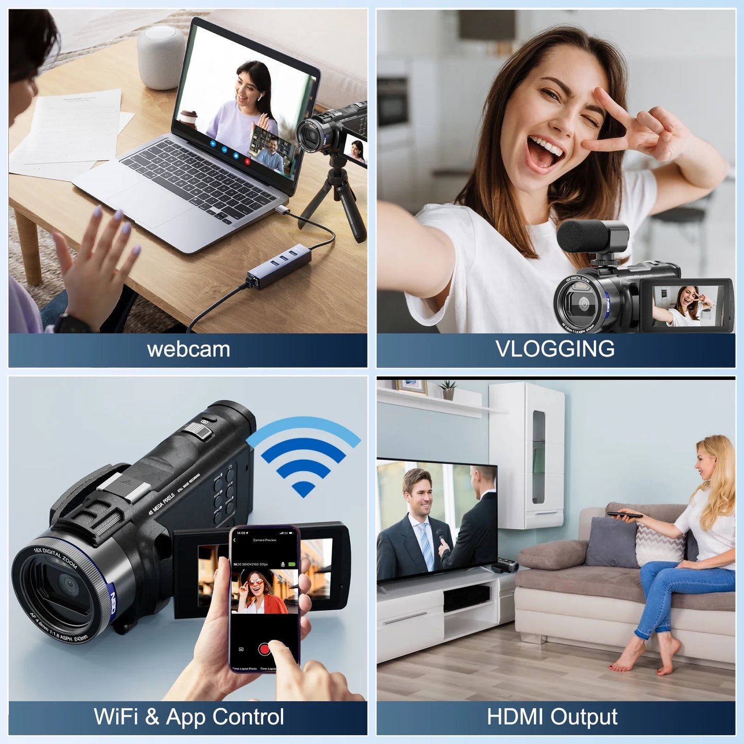 4K Video Camera Camcorder 3.0" IPS Vlogging Camera 48MP Digital Video Camera with 32GB SD Card