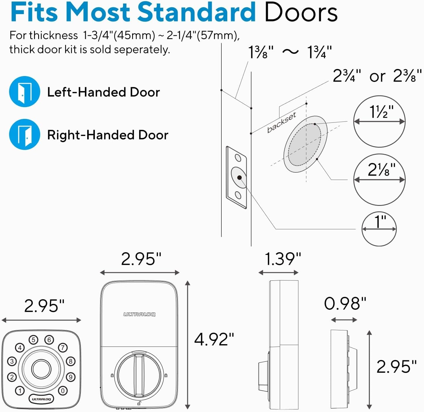 Smart Lock U-Bolt Pro, 7-In-1 Fingerprint Keyless Entry Door Lock with App Control, Anti-Peep Keypad, Auto Lock, Smart Deadbolt Front Door, IP65 Waterproof, Easy Installation, 1 Year Battery