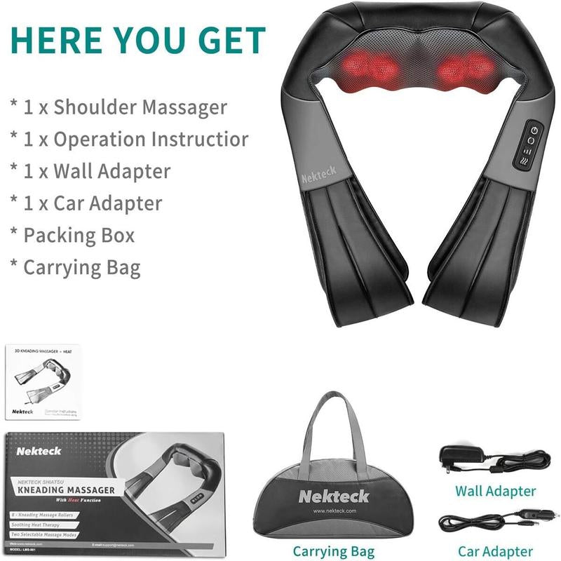 Nekteck Shiatsu Massager: Deep Muscle Pain Relief with Heat