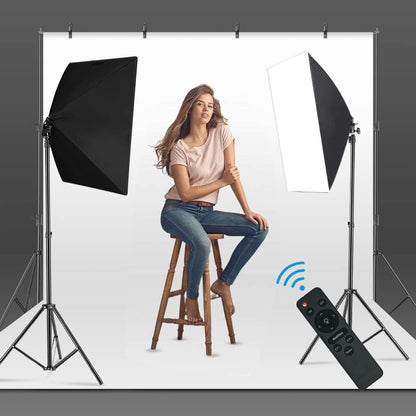 Softbox Lighting Kit, 2X19.7"X27.5" Photography Continuous Lighting System with 2Pcs 85W 5700K E27 Socket LED Bulbs and Remote for Portrait Product Fashion Photography